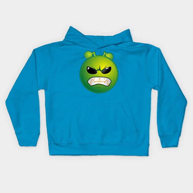 Angry Alien Monster ET Extraterrestrial Martian Green Man Emoji for Women, Men and Kids 8 Kids Hoodie by PatrioTEEism